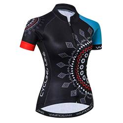 Radtrikot Frauen Fahrrad Trikot MTB Trikot Tops für Frau Damen Radtrikot Pro Team Mountain Road Trikot Kurzarm Renn Hemden atmungsaktiv Sommer Kleidung Schwarz Blau Größe L von Weimostar