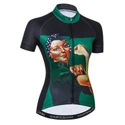 Radtrikot Frauen Fahrrad Trikot MTB Trikot Tops für Frau Damen Radtrikot Pro Team Mountain Road Trikot Kurzarm Renn Hemden atmungsaktiv Sommer Kleidung Schwarz Grün Größe XL von Weimostar