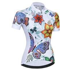 Radtrikot Frauen Mountain Bike Trikot Shirts Kurzarm Rennrad Kleidung MTB Tops Sommer Sommer Kleidung Schmetterling weiß Größe M von Weimostar