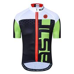 Radtrikot Männer Fahrrad Top Kurzarm MTB Shirt Reißverschluss Mountain Road Kleidung Fahrrad Sommer Team Sport Reiten Rennrad Trikot schnell trocken schwarz grün L. von Weimostar