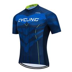 Radtrikot Männer Männer Bike Top voller Reißverschluss Fahrrad Shirt Straße Fahrrad Kleidung Reiten Rennen MTB Kleidung Berguniform Team Sommer männlich blau XXXL von Weimostar