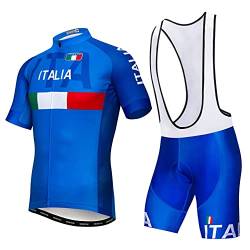 Radtrikot Trägerhose Set gepolstert Herren Radtrikot Anzug Shirt Rennrad Bekleidung Blau XXXL von Weimostar