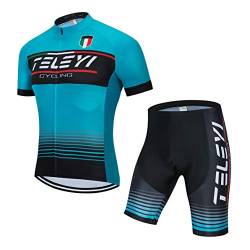 Radtrikot setzt Männer Bike Top Mountainbike Trikot Shorts Anzug Fahrrad Shirt Road Fahrradbe Rennen MTB Kleidung Sommer atmungsaktiv Sommer blau schwarz XXL von Weimostar