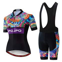 Weimostar Damen Radsportbekleidung Kurzarm Bike Jersey Sets Trägerhose Sommer Radsport Sets Reflektierend von Weimostar