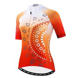 Weimostar Fahrradtrikot Damen-Fahrradoberteile Atmungsaktives Hemd Bergbekleidung Fahrradoberteil MTB Road Jersey Kurzarm Sommerradtrikotrennen Orange L. von Weimostar