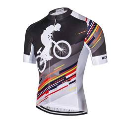 Weimostar MTB Trikot Herren Radtrikot Fahrrad-Jersey-Reißverschluss Mountain Road Kleidung Fahrrad-Oberteile Sommer Pro Team Rennrad Jersey für Männer weiß grau Größe M von Weimostar