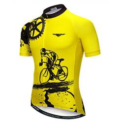 Weimostar Radfahren Jersey Herren MTB Jersey Kurzarm Bike Jersey Reißverschluss Mountain Road Bekleidung Fahrrad-Oberteile Pro Team Sport Laufrad Jersey für Männer männlich gelb Größe XXL von Weimostar