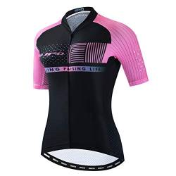 Weimostar Radtrikot Damen Fahrrad Trikot voller Reißverschluss Fahrrad Hemd Kurzarm Rennrad Kleidung Reiten Rennen MTB Top Kleidung für Damen Bergsport Top Sommer Pink Größe XXL von Weimostar