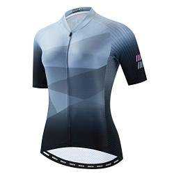 Weimostar Radtrikot Damen Fahrrad Trikot voller Reißverschluss Fahrrad Hemd Kurzarm Rennrad Kleidung Reiten Rennen MTB Top Kleidung für Damen Damen Bergsport Top Sommergrau Größe M. von Weimostar