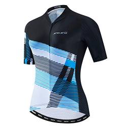 Weimostar Radtrikot Damen Fahrrad Trikot voller Reißverschluss Fahrrad Hemd Kurzarm Rennradbekleidung Reiten Rennen MTB Top Kleidung für Damen Bergsport Top Sommer blau Rennen Größe L. von Weimostar