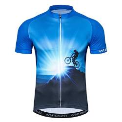 Weimostar Sportbekleidung Radtrikots Kurzarm Fahrradbekleidung Fahrrad top Männer MTB Jersey Atmungsaktive Sommer Blau Größe XXL von Weimostar