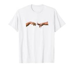 MichelAngelo - Erschaffung von Adam Wein Wine Vino Kunst T-Shirt von Wein Geschenk für Frauen I Freundin zum Geburtstag