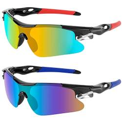 Weinsamkeit 2 PCS Sonnenbrille Herren Polarisierte Sportbrille Radsportbrillen Fahrerbrille Damen, UV 400 Schutz Brille Unisex Modische für Outdoorsports wie Radfahren, Autofahren, Laufen, Angeln (B) von Weinsamkeit