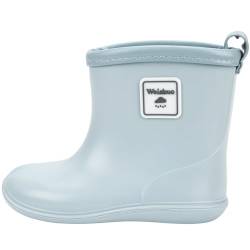 Weishuo Gummistiefel Kinder Wasserdichte Stiefel Regenschuhe für Kleinkinder Jungen Mädchen 1-8 Jahre, Herstellergröße 13, EU-Größe 20/21, Hellblau von Weishuo