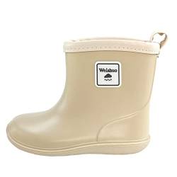 Weishuo Gummistiefel Kinder Wasserdichte Stiefel Regenschuhe für Kleinkinder Jungen Mädchen 1-8 Jahre, Herstellergröße 17, EU-Größe 25, Grauweiß von Weishuo