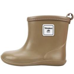 Weishuo Gummistiefel Kinder Wasserdichte Stiefel Regenschuhe für Kleinkinder Jungen Mädchen 1-8 Jahre, Herstellergröße 18, EU-Größe 27, Kamel von Weishuo