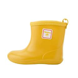 Weishuo Gummistiefel Kinder Wasserdichte Stiefel Regenschuhe für Kleinkinder Jungen Mädchen 1-8 Jahre, Herstellergröße 20, EU-Größe 30, Gelb von Weishuo