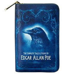 Well Read Edgar Allan Poe buchinspiriertes Portemonnaie mit Rundum-Reißverschluss für Literaturliebhaber Veganes Kunstleder Clutch Geldbörse Damen von Well Read