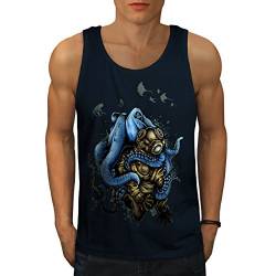 Wellcoda Blau Tintenfisch Umarmung Männer Tank Top Tief Aktives Sport-Shirt von Wellcoda