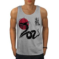 Wellcoda Japan Drachen Männer Tank Top orientalisch Aktives Sport-Shirt von Wellcoda