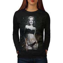 Wellcoda Marilyn Monroe Berühmtheit Frau Langarm T-Shirt Feminin Lässiges Design von Wellcoda