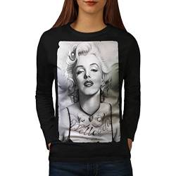 Wellcoda Marilyn Monroe Küken Frau Langarm T-Shirt Dame Schönheit Lässiges Design von Wellcoda