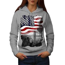 Wellcoda Neu York Stadt Flagge Frau Kapuzenpullover NY Beiläufiges mit Kapuze Sweatshirt von Wellcoda