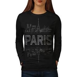 Wellcoda Paris Stadt Design Frau Langarm T-Shirt Frankreich Lässiges Design von Wellcoda