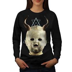 Wellcoda Teufel Gote Satan Grusel Frau Sweatshirt Dunkel Lässiger Pullover von Wellcoda