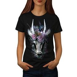 Wellcoda Tier Mystiker Kunst Fantasie Frau T-Shirt Hirsch Lässiges Design Bedrucktes T-Shirt von Wellcoda