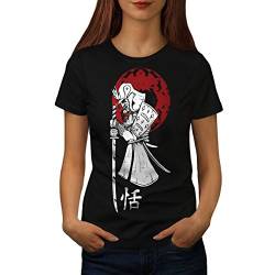 Wellcoda japanisch Samurai Sonne Frau T-Shirt asiatisch Lässiges Design Bedrucktes T-Shirt von Wellcoda