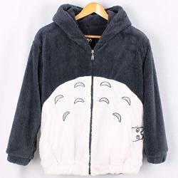 WellingA Totoro Hoodie Herbst und Winter Plus Samt Langarm Pullover Kapuzenpullover Totoro Herren Damen Harajuku Weich Plüsch Hoodies,001,S von WellingA