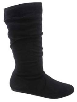 Wells Collection Damen Stiefel, weich, flach bis niedriger Absatz, kniehoch, Schwarz-23, 38 EU von Wells Collection