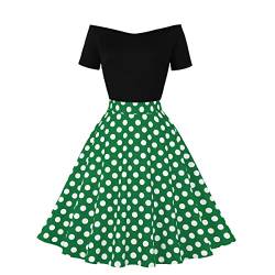 Wellwits Damen-Kleid mit gerüschten Punkten, Netzstoff, Halloween-Party, formelles Vintage-Kleid, Kein Netz, grün, 36-38 von Wellwits