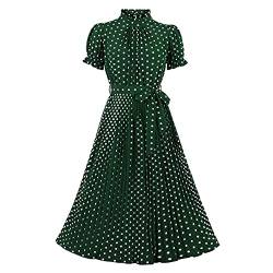 Wellwits Damen Polka Dots Plissee Midi Vintage Cocktail Formal Kleid, grün, L von Wellwits