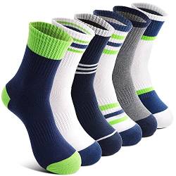 Welwoos Kinder Jungen Socken Sportsocken Atmungsaktiv Laufsocken Kompressions Baumwolle Geschenke Kindersocken 6 Paare Socken Kinder Jungle 35 34 33 32 31 30 29 28 27 26(Grün Weiß, 5-8 Jahre) von Welwoos