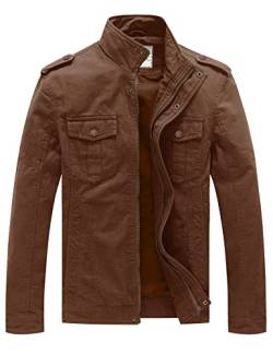 WenVen Herren Army Jacke Übergangsjacke Tactical Jacke Jacke Vintage Casual Jacke Jacke Business Oberbekleidung Jacke Baumwolle Herbstjacke Braun XL von WenVen