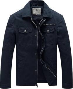 WenVen Herren Jacke Militär Jacke Übergangsjacke Fieldjacke Cargo Jacke Leichte Jacke Outdoor Jacke Mantel Kurz Blouson Jacke Sommerjacke Navy M von WenVen