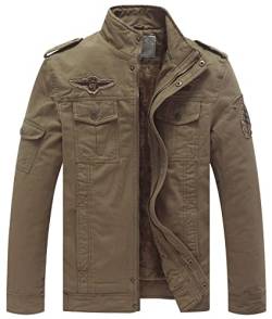 WenVen Herren Klassisch Militär Jacke Warm Winter Jacke Mode Lang Jacke Wasserabweisend Jacke Kahki S von WenVen