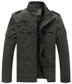 WenVen Herren Stehkragen Mäntel Freizeit Outdoor Jacke Wasserabweisend Jacke Quilted Gesteppt Mäntel Grün 3XL von WenVen