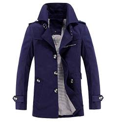 Herren Trenchcoat Einreiher Slim Fit Lässige Leichte Jacke Outdoor Mantel Oberbekleidung Blau L von Wenchuang