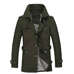 Herren Trenchcoat Einreiher Slim Fit Lässige Leichte Jacke Outdoor Mantel Oberbekleidung Grün L von Wenchuang