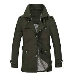 Herren Trenchcoat Einreiher Slim Fit Lässige Leichte Jacke Outdoor Mantel Oberbekleidung Grün XL von Wenchuang