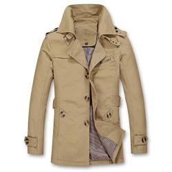 Herren Trenchcoat Einreiher Slim Fit Lässige Leichte Jacke Outdoor Mantel Oberbekleidung Kaki XL von Wenchuang
