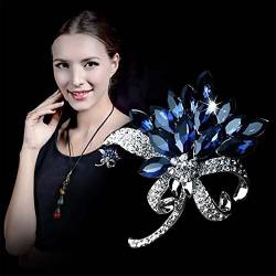 Strass Blume Brosche Pin Glitzernden Blauen Kristall Floralen Brosche Klassische Hochzeit Braut Korsage Bouquet Revers Pin Vintage Schal Schal Kleidung Accessoires Schmuck Für Frauen Mädchen von Wendalern