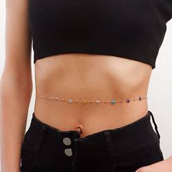 Wendalern Böses Auge Bauchkette Türkisches Böses Auge Taille Körperkette Zigeunerschutz Taille Perlenkette Sommer Strand Bikini Kette Bunte Dämon Auge Bauchkette Prom Körper Zubehör Schmuck für Frauen von Wendalern