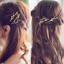 Wendalern Boho Geweih Haarspange Haarspange Weihnachten Haarspangen Haarnadeln Gold Geweih Haarspange Ast Blätter Haarspange Dekorativer Haarschmuck für Frauen und Mädchen von Wendalern
