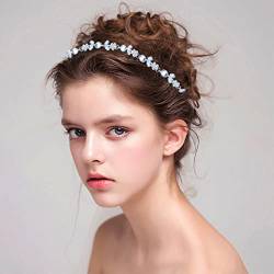 Wendalern Boho Kristall Blume Stirnband Silber Blume Haarband Strass Blume Kopfkette Funkelnde Strass Stirnband Dekorative Haarschmuck für Frauen und Mädchen von Wendalern