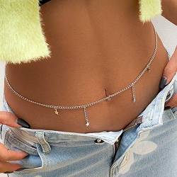 Wendalern Boho Stern Taille Körper Kette Silber Stern Charms Bauch Kette Sexy Bikini Körper Kette Sommer Strand Taille Kette Gürtel Party Prom Körper Zubehör Schmuck Für Frauen Und Mädchen von Wendalern