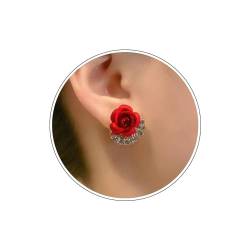 Wendalern Cubic Zirkonia Rose Blume Ohrstecker Kleine Rote Rose Ohrringe Matte Textur Blume Ohrringe Niedlich Rose Blüte Hypoallergene Ohrstecker Schmuck Für Frauen Mädchen von Wendalern